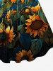 Plus Size Sunflowers Leaf Sun Print Tank Dress -  
