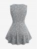 Plus Size Jacquard Hollow Out Heathered Contrast Piping Buckle Grommet Surplice Tank Top -  