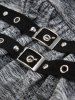 Plus Size Jacquard Hollow Out Heathered Contrast Piping Buckle Grommet Surplice Tank Top -  