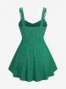Plus Size Jacquard Hollow Out Crossover Chain Solid Backless Tank Top -  