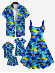 Coconut Tree Sea Sun Print Plus Size Matching Hawaii Beach Outfit For Family -  