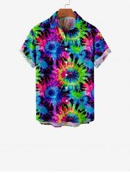 Kid's Colorful Spiral Tie Dye Floral Print Hawaii Button Pocket Shirt -  