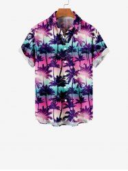 Kid's Ombre Galaxy Coconut Tree Print Hawaii Button Pocket Shirt -  