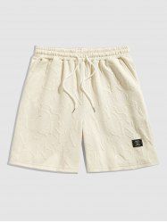 Men's Letter Jacquard Textured Slant Pockets Drawstring Casual Shorts -  