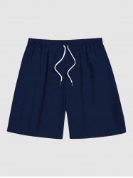 Plus Size Pocket Solid Beach Shorts For Men -  
