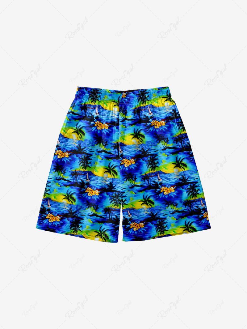 Store Kid's Coconut Tree Sea Sun Print Hawaii Beach Shorts  