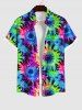 Tie Dye Floral Print Dress and Button Pocket Shirt Plus Size Matching Hawaii Beach Outfit For Couples -  