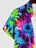 Tie Dye Floral Print Dress and Button Pocket Shirt Plus Size Matching Hawaii Beach Outfit For Couples -  
