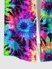 Tie Dye Floral Print Dress and Button Pocket Shirt Plus Size Matching Hawaii Beach Outfit For Couples -  