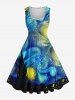 Glitter Spiral Painting Galaxy Print Plus Size Matching Hawaii Beach Outfit For Couples -  