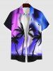 Ombre Aurora Galaxy Coconut Tree Print Plus Size Matching Hawaii Beach Outfit For Couples -  