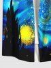 Plus Size Glitter Spiral Painting Galaxy Print Button Pocket Hawaii Shirt For Men -  