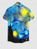 Plus Size Glitter Spiral Painting Galaxy Print Button Pocket Hawaii Shirt For Men -  