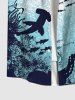 Chemise Boutonnée Peinture Eclaboussée Requin de Mer Imprimés de Grande Taille avec Poche - Multi-A 4XL