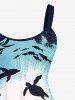 Plus Size Turtle Shark Fish Underwater World Painting Splatter Print Hawaii Sea Creatures Backless Dress -  