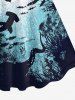 Plus Size Turtle Shark Fish Underwater World Painting Splatter Print Hawaii Sea Creatures Backless Dress -  
