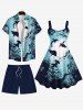Plus Size Turtle Shark Fish Underwater World Painting Splatter Print Hawaii Sea Creatures Backless Dress -  