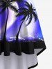 Plus Size Ombre Aurora Galaxy Coconut Tree Print Backless High Low Asymmetric Hawaii Dress -  