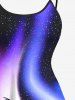 Plus Size Ombre Aurora Galaxy Coconut Tree Print Backless High Low Asymmetric Hawaii Dress -  