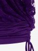 Plus Size Floral Lace Panel Crossover Ruched Cinched Butterfly Sleeves 2 In 1 Top -  