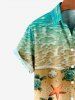 Kid's Sea Creatures Turtle Starfish Shell Beach Print Buttons Pocket Hawaii Shirt -  
