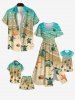 Kid's Sea Creatures Turtle Starfish Shell Beach Print Buttons Pocket Hawaii Shirt -  