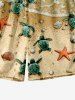 Kid's Sea Creatures Turtle Starfish Shell Beach Print Hawaii Beach Shorts -  