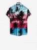 Kid's Coconut Tree Colorblock Cloud Birds Print Buttons Pocket Hawaii Shirt -  