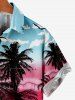 Kid's Coconut Tree Colorblock Cloud Birds Print Buttons Pocket Hawaii Shirt -  