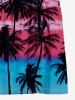 Kid's Coconut Tree Colorblock Cloud Birds Print Buttons Peter Pan Collar Hawaii Dress -  