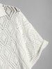 Men's Geometric Openwork Pointelle Knit Polo Collar Short Sleeves T-shirt -  