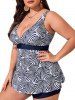 Maillot de Bain Tankini Short à Imprimé Coquillages Grande-Taille - Noir 1XL