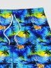 Men's Coconut Tree Sea Sun Print Hawaii Beach Shorts -  