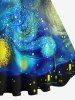 Plus Size Vintage Glitter Spiral Painting Galaxy Print 1950s Hawaii A Line Dress -  
