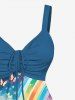 Plus Size Butterfly Flower Rainbow Print Ombre Cinched Backless Tank Top -  