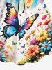 Plus Size Butterfly Flower Rainbow Print Ombre Cinched Backless Tank Top -  