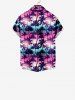 Kid's Ombre Galaxy Coconut Tree Print Hawaii Button Pocket Shirt -  