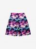 Kid's Ombre Aurora Galaxy Coconut Tree Print Hawaii Beach Shorts -  