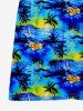 Kid's Turn-down Collar Coconut Tree Sea Sun Print Hawaii Button Dress -  