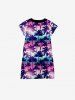 Kid's Ombre Aurora Galaxy Coconut Tree Print Hawaii Button Dress -  