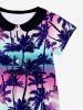 Kid's Ombre Aurora Galaxy Coconut Tree Print Hawaii Button Dress -  
