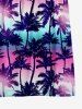 Kid's Ombre Aurora Galaxy Coconut Tree Print Hawaii Button Dress -  