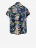 Kid's Skulls Coconut Tree Leaf Floral Print Hawaii Button Pocket Shirt -  