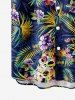Kid's Skulls Coconut Tree Leaf Floral Print Hawaii Button Pocket Shirt -  