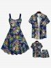 Kid's Skulls Coconut Tree Leaf Floral Print Hawaii Button Pocket Shirt -  