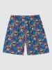 Plus Size Skulls Coconut Tree Palm Leaf Flowers Print Hawaii Beach Shorts For Men -  