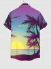 Plus Size Coconut Tree Sunset Sea Print Buttons Pocket Hawaii Shirt For Men -  