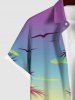 Plus Size Coconut Tree Sunset Sea Print Buttons Pocket Hawaii Shirt For Men -  