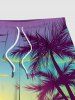 Plus Size Coconut Tree Sunset Sea Print Hawaii Beach Shorts -  