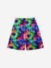 Kid's Colorful Spiral Tie Dye Floral Print Hawaii Beach Shorts -  